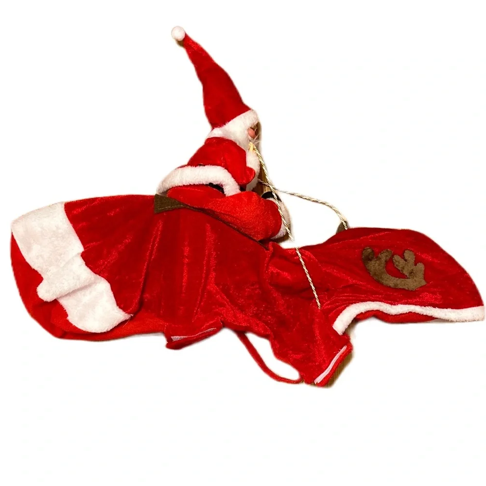 Christmas Dog Costume XL Riding Santa Reindeer Antlers Funny Pet Outfit NWT